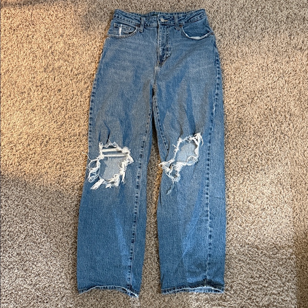 Wild Fable Ripped Blue Straight Leg Jeans